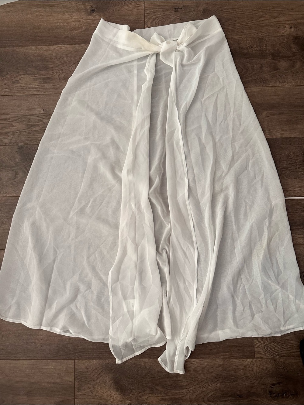 Sheer White Tie-Front Swim Coverup Skirt